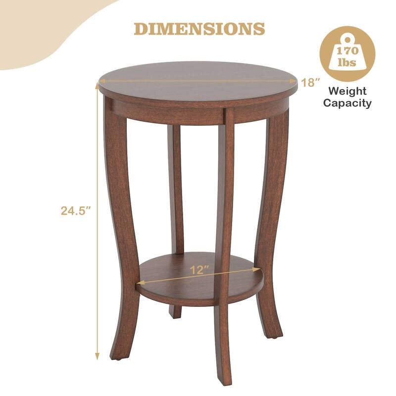 Costway 2 PCS 2-Tier End Table 18'' Round Compact Sofa Side Nightstand - See Details