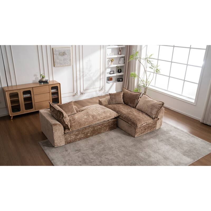 103" L-Shaped Cloud Sectional Sofa with Chaise, Upholstered Boneless Couches for Living Room, Modern Modular Chenille Sofa