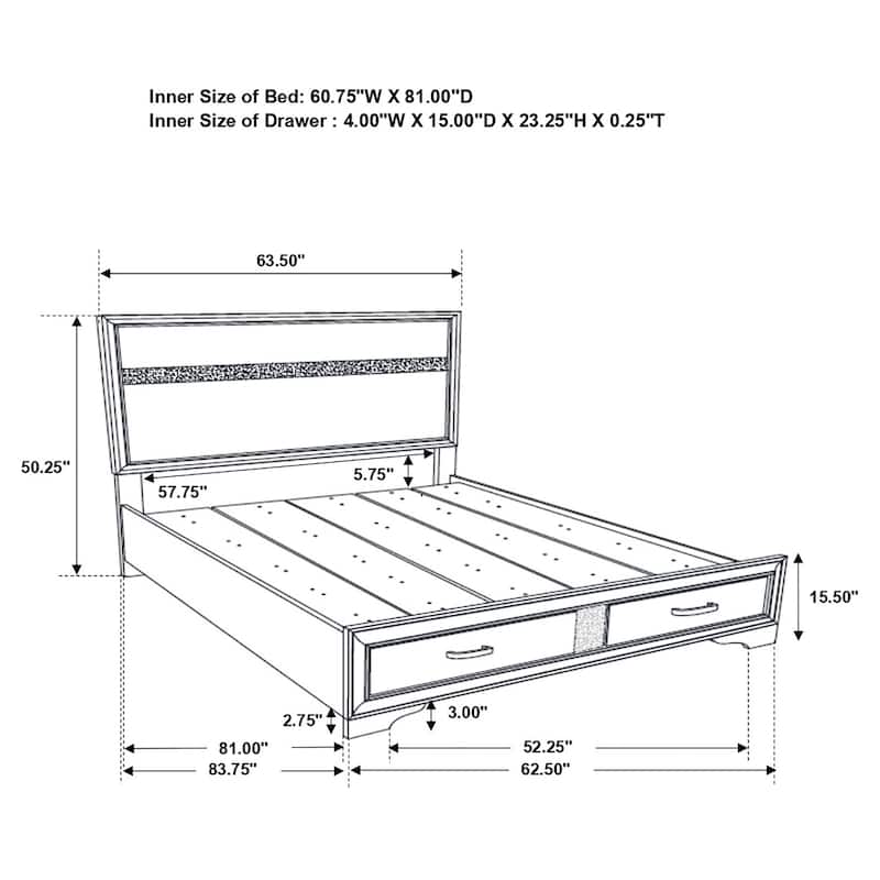 Miranda Contemporary Wood Storage Panel Bed