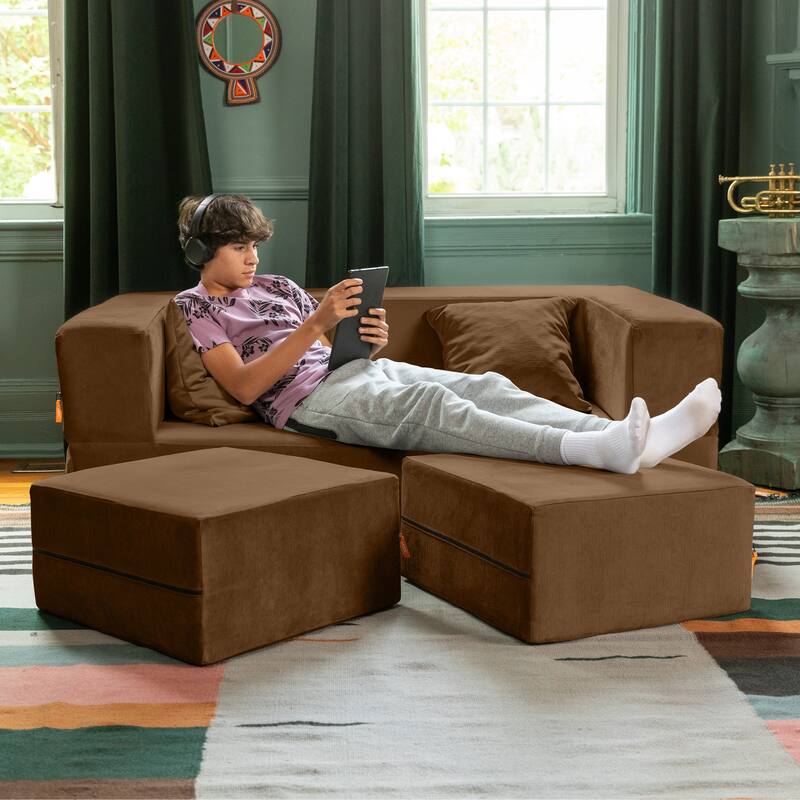 Jaxx Zipline Convertible Queen-size Sleeper Loveseat and Ottoman Set