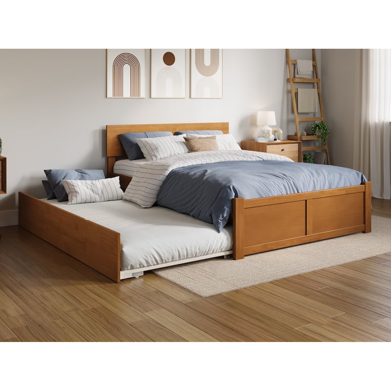 Orlando Full Platform Bed with Footboard and Full Trundle Bed