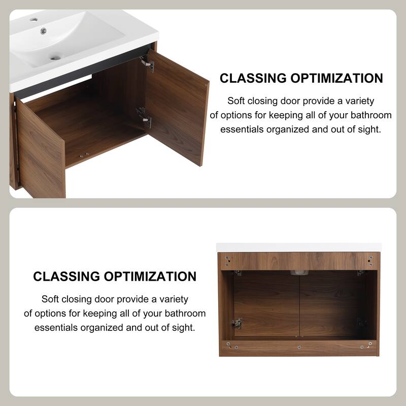 Beingnext 16''/20''/24"/30"/36" Bathroom Vanity with Sink, Floating Bathroom Vanity with Soft Close Door