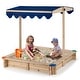 preview thumbnail 1 of 8, Costway Kids Wooden Sandbox with Height Adjustable & Rotatable Canopy - See Details Natural - See Details