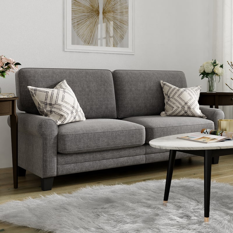 Serta Copenhagen 73" Sofa Couch for Two People, Pillowed Back Cushions and Rounded Arms, Durable Modern Upholstered Fabric