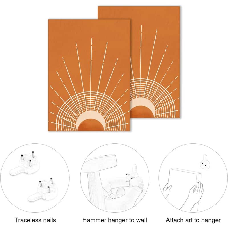 Boho Wall Art Painting Set of 3 Mid Century Modern