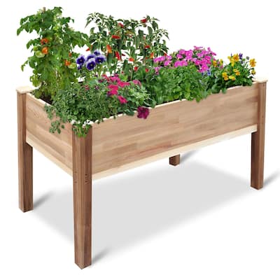 Jumbl Cedar Wood Raised Garden Bed & Herb Planter Box