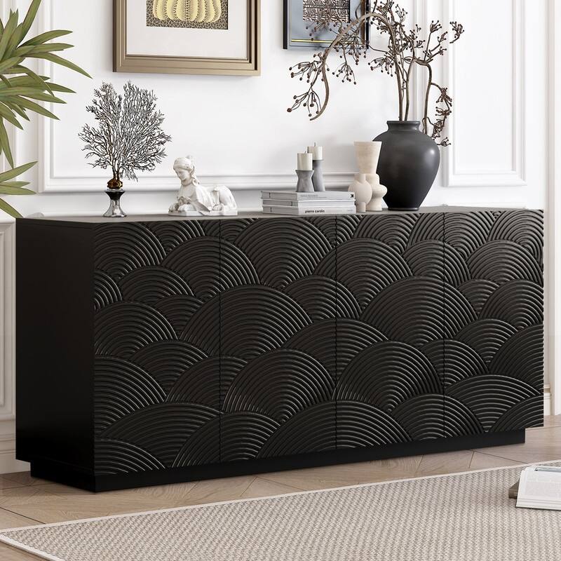 Modern 60" Sideboard Buffet Cabinet with 4 Doors for Stylish Home Organization and Elegant Storage