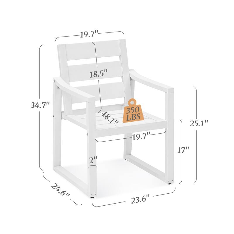 All-Weather Set of 4 Outdoor Armchair with Curved Back Plastic Wood Patio Dining Chair