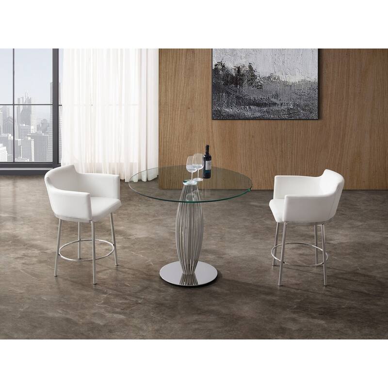 Suzzie Counter 180 Swivel Arm Bar Stool in Taupe Pu-Leather