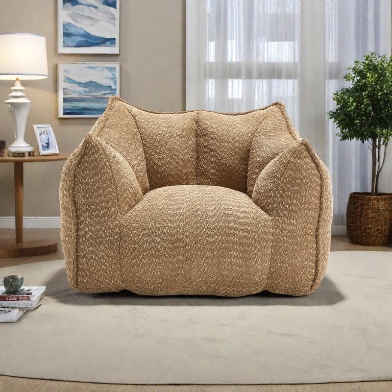 Chenille Square Lounge Chair with Armrests and High Resilience Foam Seat
