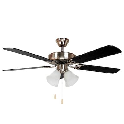 HARLI 5 Blade Ceiling Fan in Brushed Nickel with Black & Walnut blade