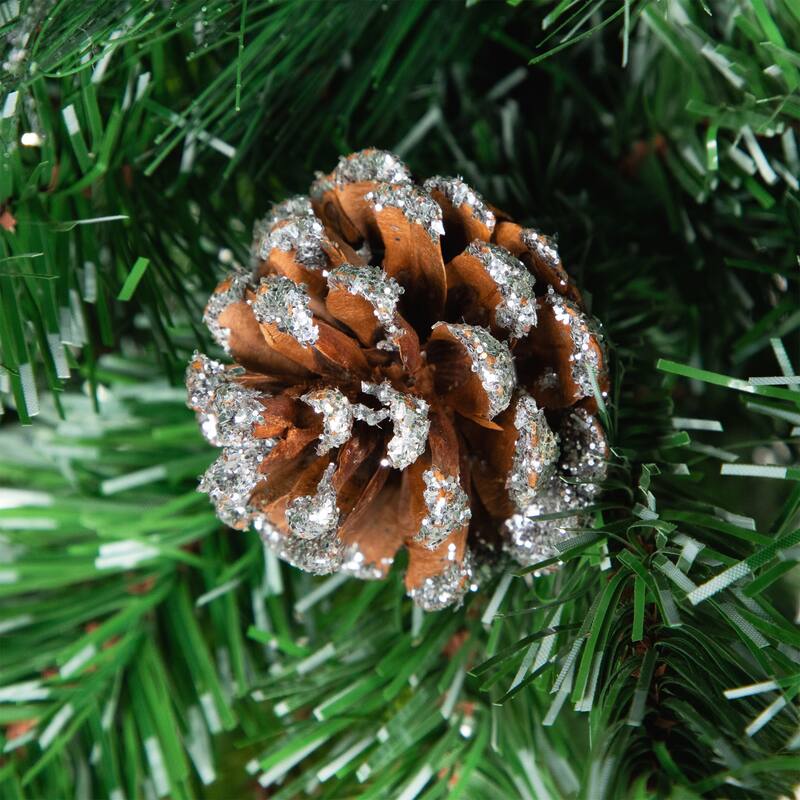 Two Tone Buckeye Glitter Pine Full Artificial Christmas Tree - 3' - Unlit - 3 Foot