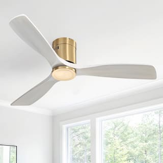 Sofucor 52 Inch Solid Wood Flush Mount Indoor Ceiling Fan without Light,Remote Control,Smart Optional