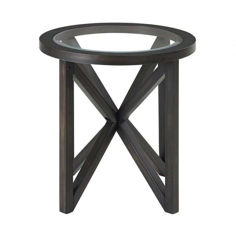 Modern Round Glass Coffee Table with Solid Wood Base - Tempered Glass Top for Living Room, Terrace, Study