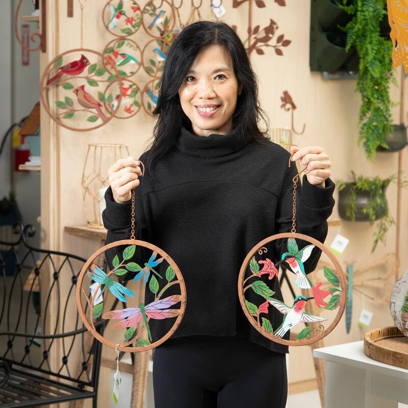 10" Diameter Rustic Friends Hand Painted Hanging Decor, Set of 2