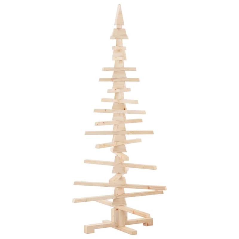 vidaXL Wooden Christmas Tree Natural Wood Solid Pine Wood 59.1 in - 30 x 59 x 30