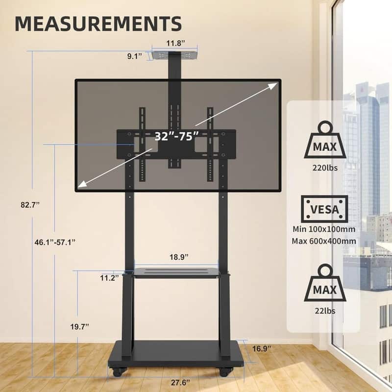 Rolling TV Stand with Wheels