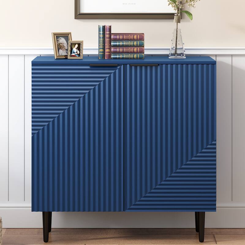 Christopher Knight Home - Mirod Modern Minimalist Side Cabinet with Adjustable Shelves for Stylish and Versatile Storage - Navy Blue