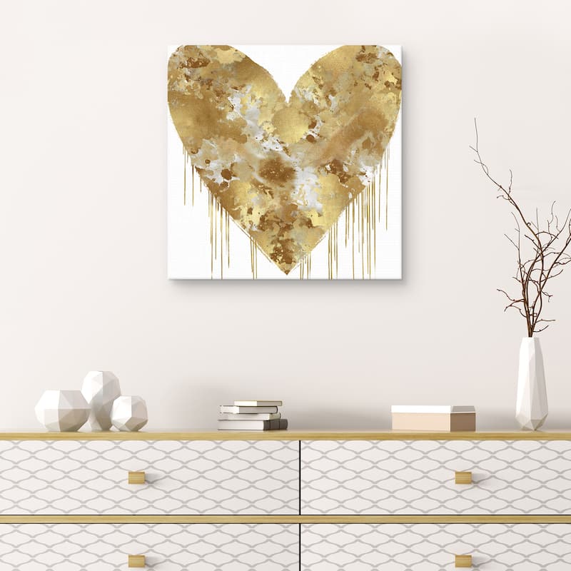 Big Hearted Gold and White by Lindsay Rodgers Canvas Art Print