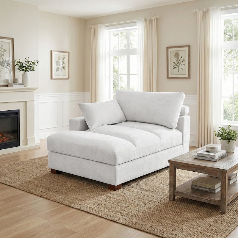 42"W Chenille Upholstered Chaise Lounge