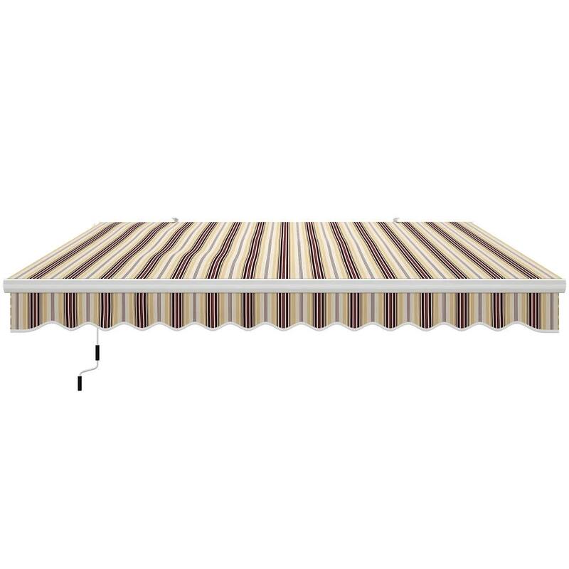 13' x 8' Patio Awning,Manual Retractable Sun Shade,Easy Crank Opening