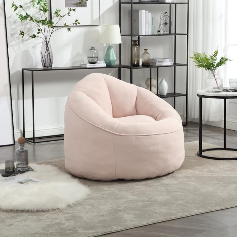 Pink Modern 40" Microfiber Upholstered Accent Chair with Ottoman and Padded Foam Padding Compressed for Living Room