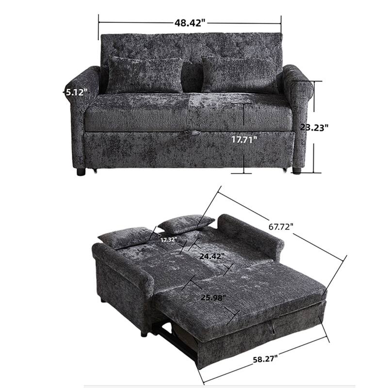 58.27 "cushioned sofa bed with adjustable backrest