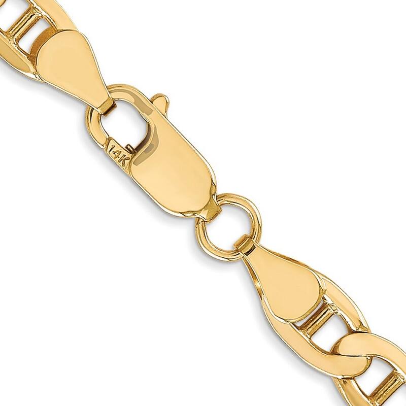 Curata 14k Lobster Claw Closure 6.25mm Concave Nautical Ship Mariner Anchor Chain Bracelet