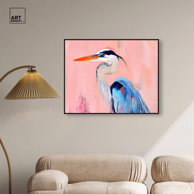 Rosy Dawn Heron Canvas by Art Remedy