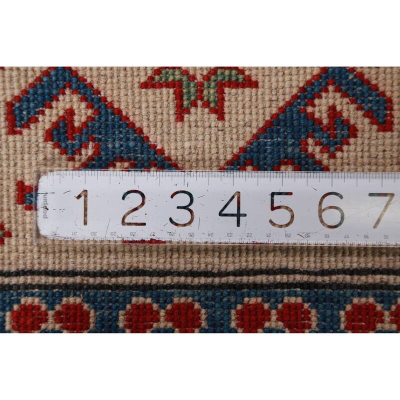 Hand Knotted Oriental 100% Wool Carpet Traditional Geometric Red Kazak Area Rug - 9' 6'' X 8' 0''