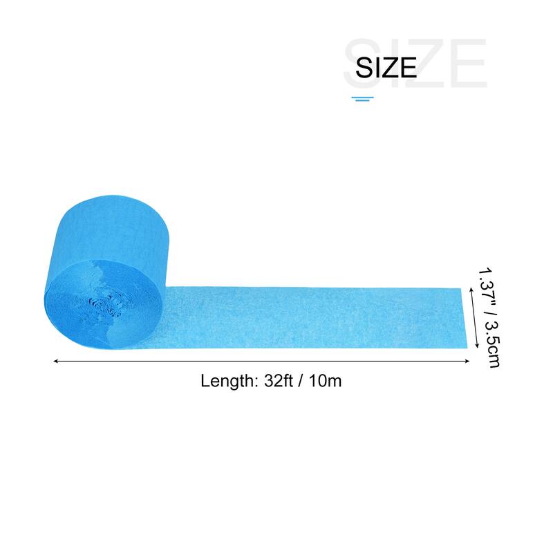 12pcs Crepe Paper Streamer 32ft Long 1.37 Inch Wide for Party Ornament - Light Blue
