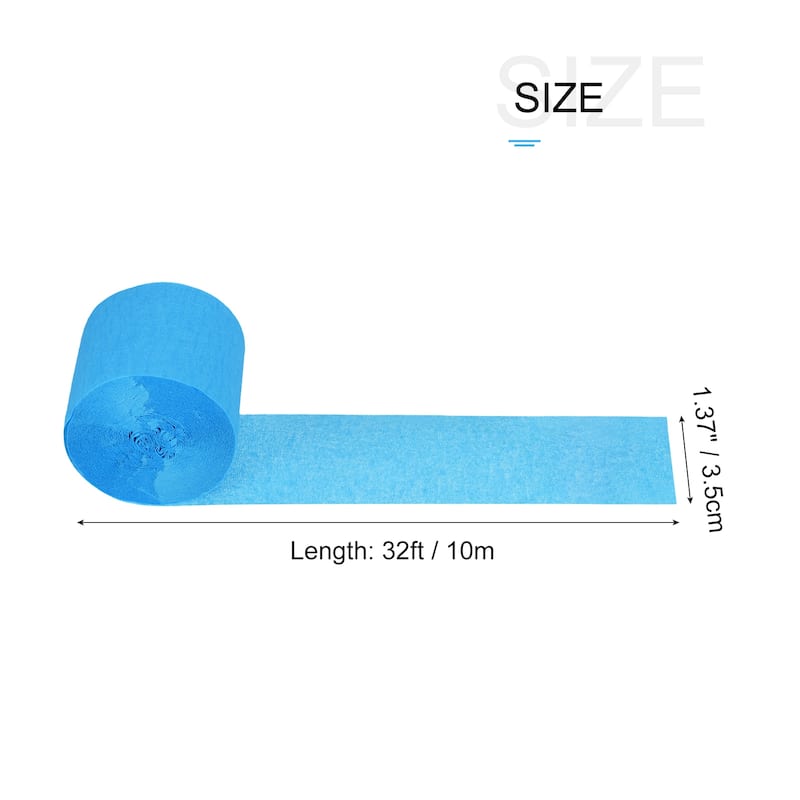 3pcs Crepe Paper Streamer 32ft Long 1.37 Inch Wide for Decoration - Light Blue