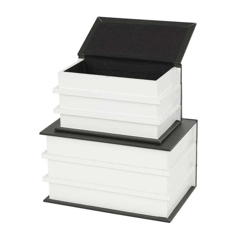 Canvas Decorative Box with White Explore, Dream, Discover Text - Set of 2 Black - Roche River Decor