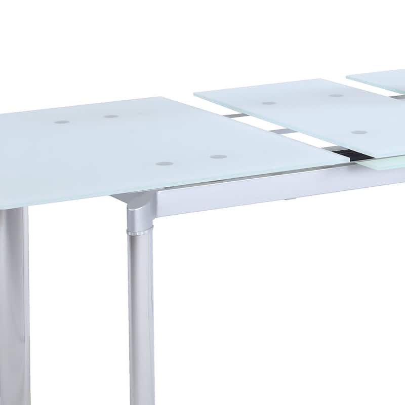 Somette Tatiana Starphire Glass Dining Table with Pop-Up Extension