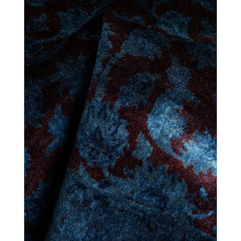 Overton Hand Knotted Wool Vintage Inspired Modern Contemporary Overdyed Blue Area Rug - 3' 1" x 5' 3"
