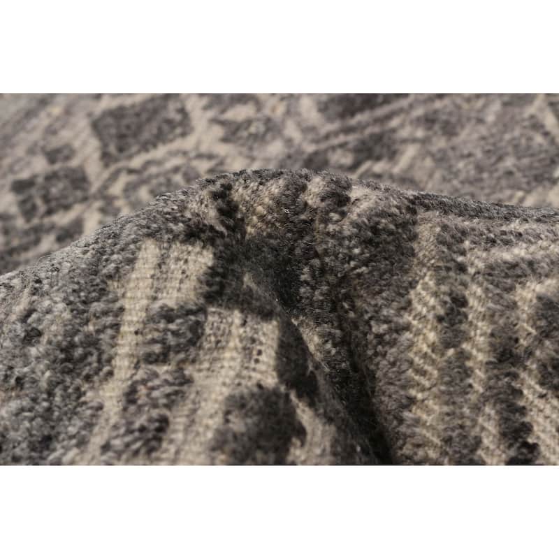 ECARPETGALLERY Hand-knotted Tangier Dark Grey Wool Rug - 8'1 x 9'9