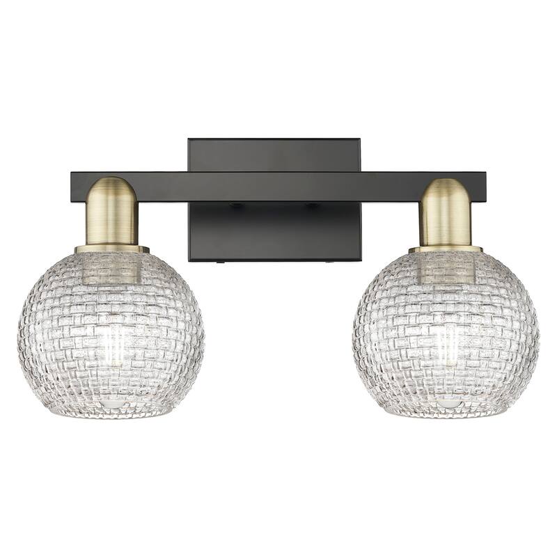 Innovations Lighting Endless Possibilities Arcadia - Athens - 2 Light 17" Basketweave Bath Vanity Light - Black Antique Brass