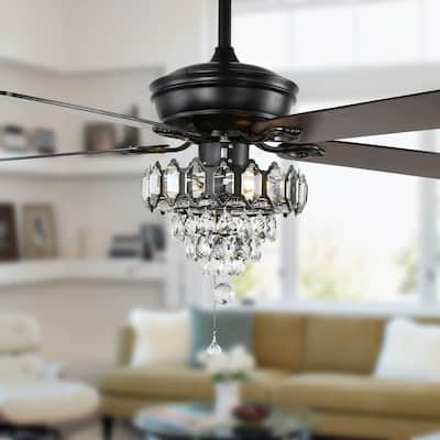 Bella Depot 52" Crystal Ceiling Fan with Reversible Blades, Remote Control and Light Kit