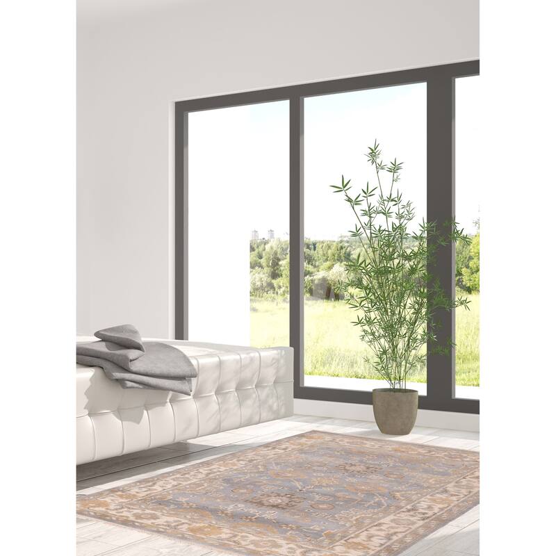 ECARPETGALLERY Hand-knotted Royal Oushak Light Denim Blue Wool Rug - 5'1 x 8'1