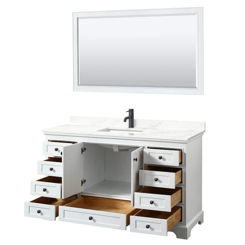 Deborah 60-inch Single Vanity, Quartz Top, 58-inch Mirror