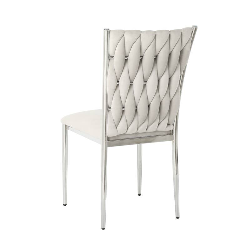 Modern Simple Velvet Dining Chair, Family Bedroom Stool Back Student Table Chair, Metal Chair Legs (Set Of 4)