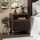preview thumbnail 11 of 23, Fluted Nightstand with Charging Station, Modern 19.6in Wide End Table Wood Bedside Table with 2 Drawers for Bedroom