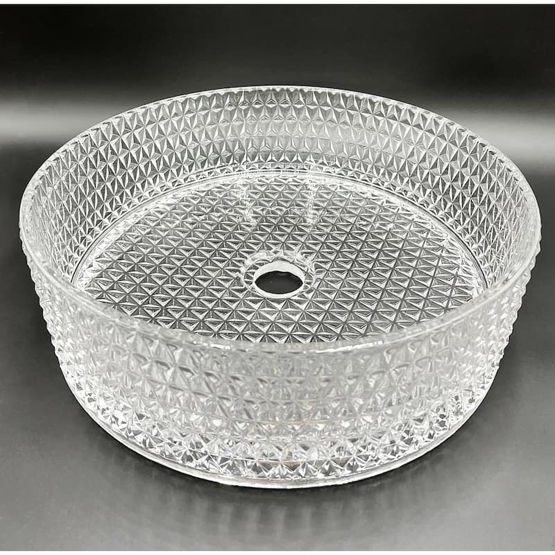 Scotch Round Basin Glass Crystal Bathroom Vessel Sink in Multiple Colors