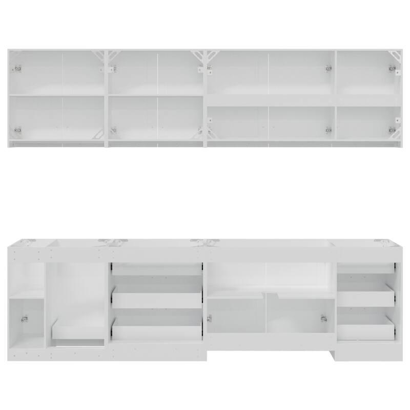 Modular White Kitchen Cabinet Set Customizable Base and Wall Cabinets Pantry Storage and DIY Countertop Design(Without desktop)