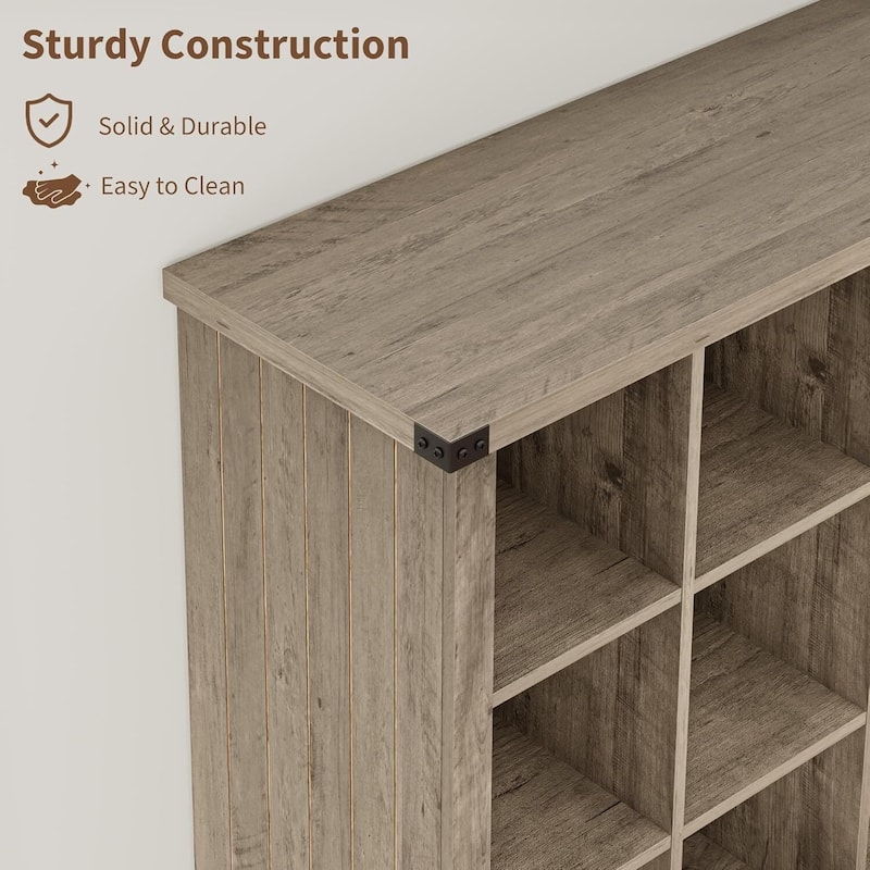 9-Cube 3-Tier Wood Storage Organizer Bookshelf, Display Cabinet for Living Room