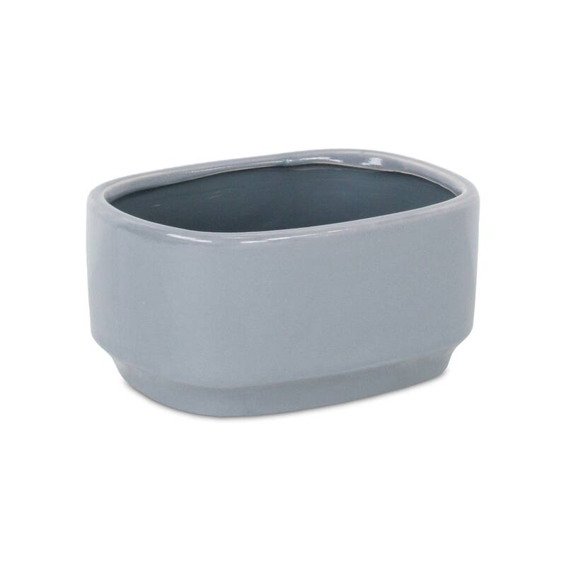 Elegora Wide Curved Straight Side Ceramic Pot - Gray