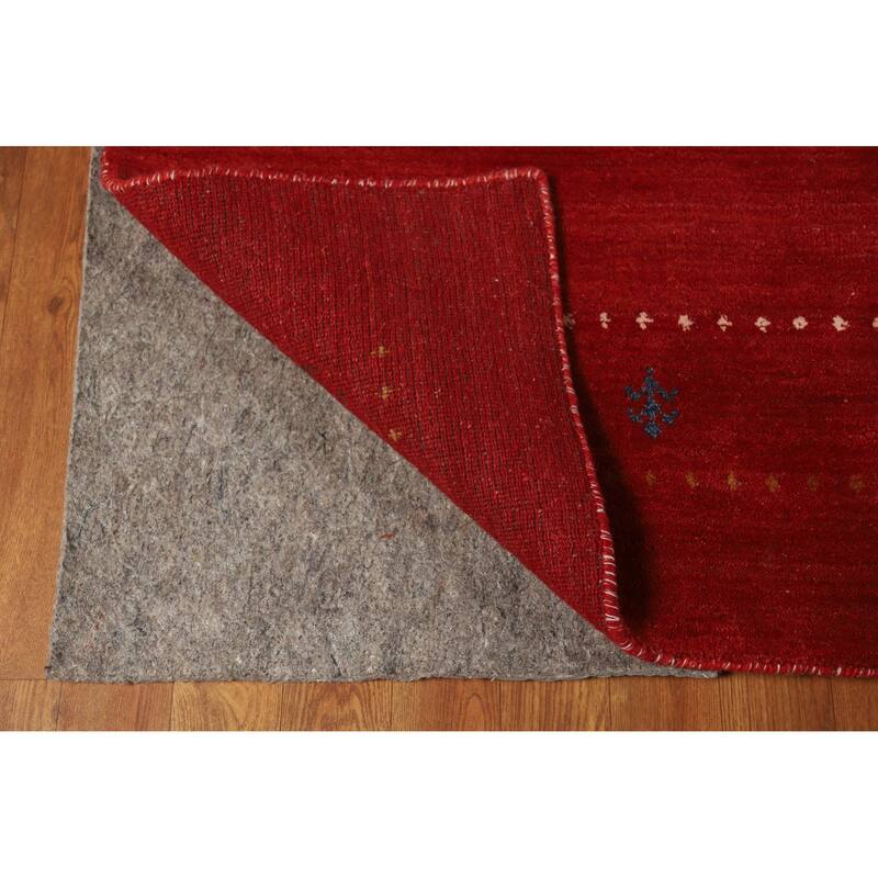 Hand Knotted Oriental 100% Wool Carpet Tribal Animal Pictorial Red Gabbeh Area Rug - 9' 8'' X 6' 7''