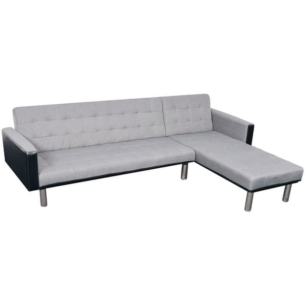 Vidaxl L Shaped Sofa Bed Fabric Black And Gray Overstock 18965544