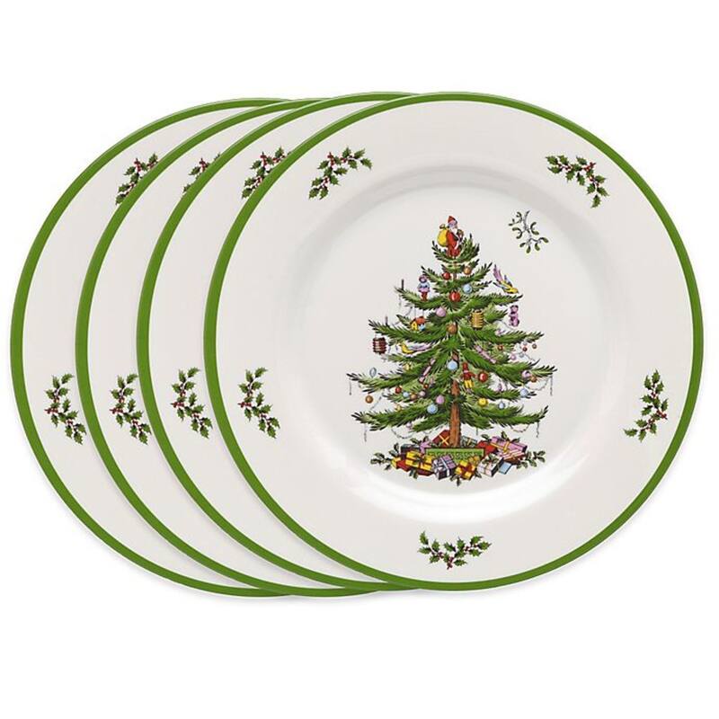 Spode Set of 4 Christmas Tree Melamine Dinner Plates - 11" D