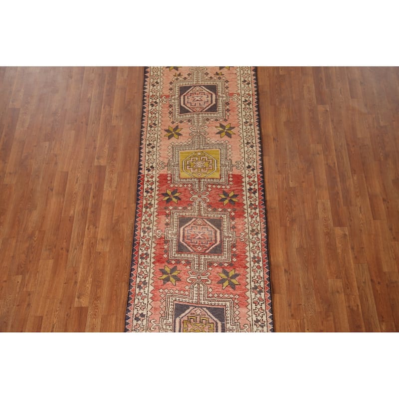 Gharajeh Persian Vintage Runner Rug Hand-knotted Wool Carpet - 2'10"x 10'6"